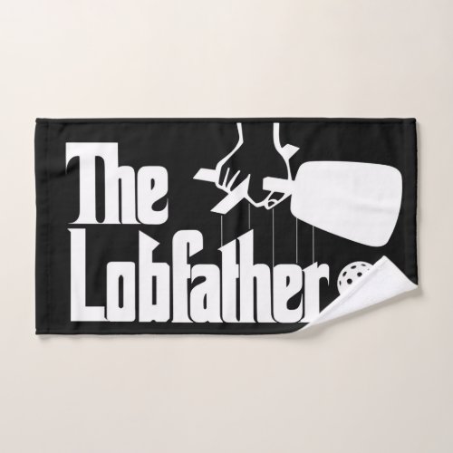 The Pickleball Lobfather Movie White on Black Hand Towel