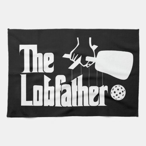 The Pickleball Lobfather Movie White on Black Kitchen Towel