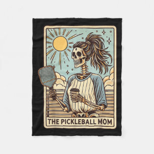 The pickleball mom tarot card halloween skeleton fleece blanket