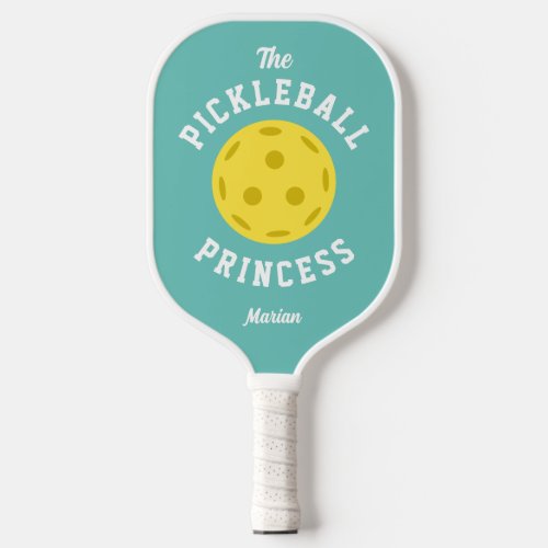 The Pickleball Princess Cute Fun Type Aqua Yellow Pickleball Paddle