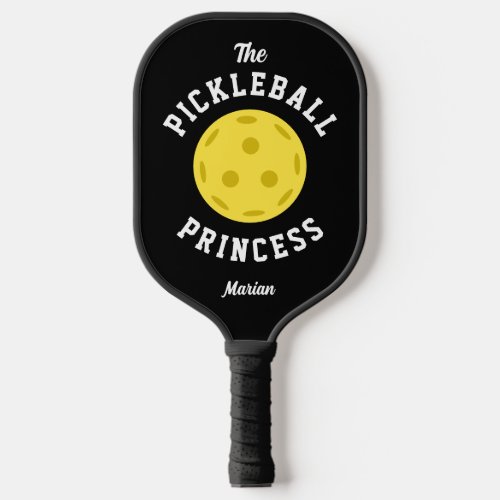 The Pickleball Princess Cute Fun Type Black Yellow Pickleball Paddle