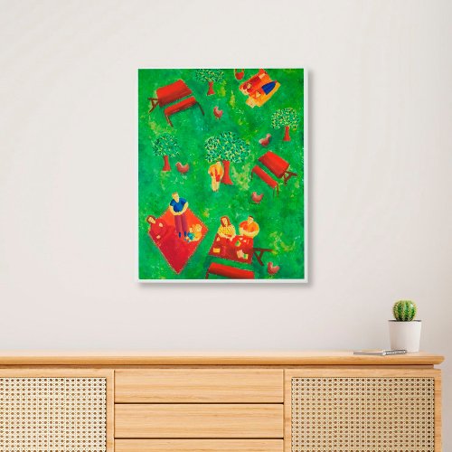 The Picnic Contemporary Art Acrylic Painting Faux Canvas Print