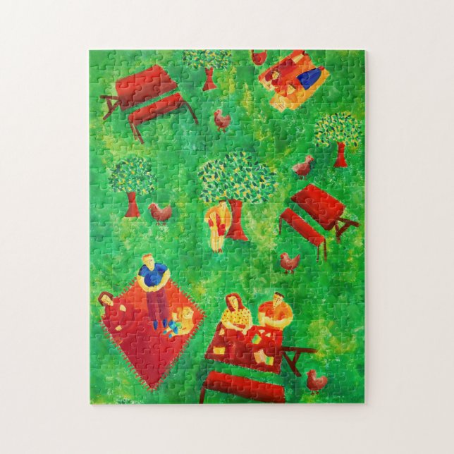 The Picnic Contemporary Art Acrylic Painting Jigsaw Puzzle (Vertical)