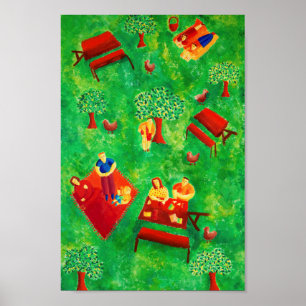 The Picnic Contemporary Art Acrylic Painting Poster