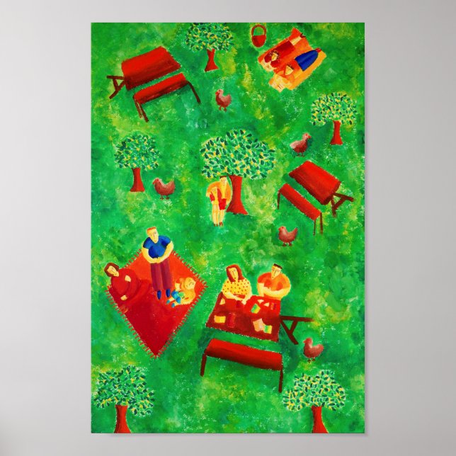 The Picnic Contemporary Art Acrylic Painting Poster (Front)