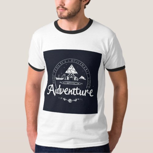 The picture adventure in white font on a dark ba T_Shirt