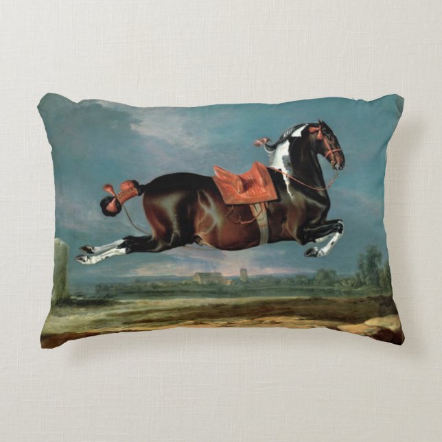 The Piebald Horse "Cehero' Rearing Decorative Pillow (Front)