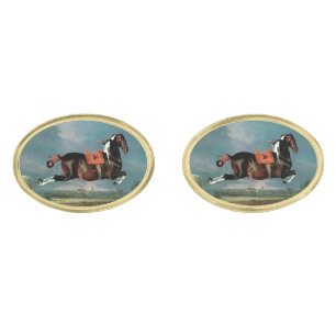 The Piebald Horse "Cehero' Rearing Gold Cufflinks