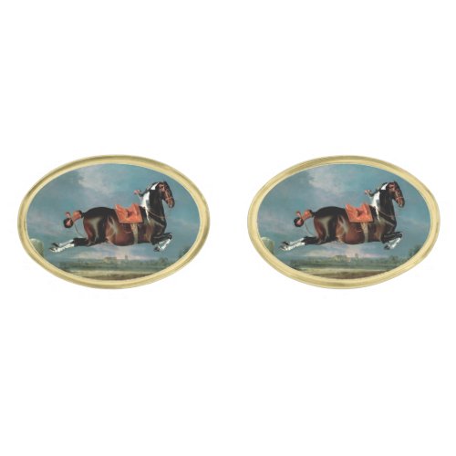 The Piebald Horse Cehero Rearing Gold Cufflinks