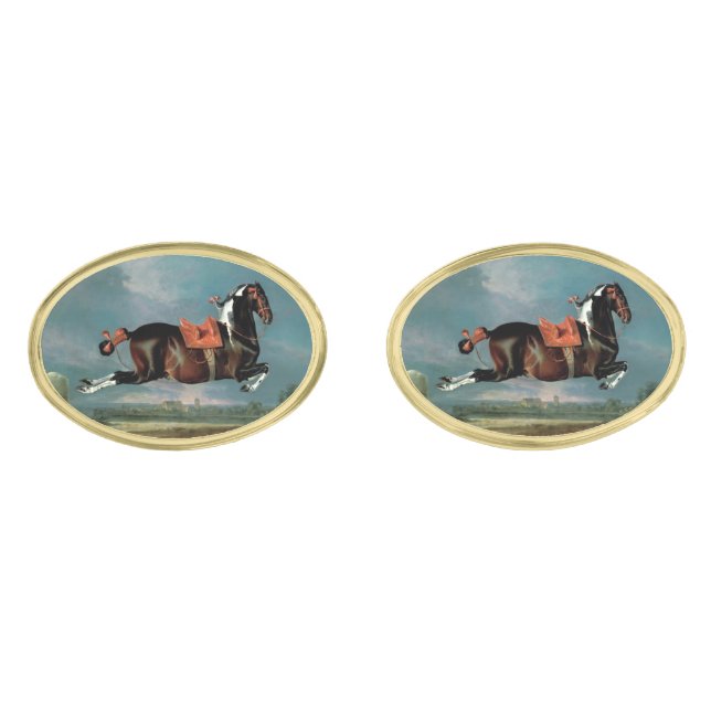 The Piebald Horse "Cehero' Rearing Gold Cufflinks (Front)