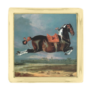 The Piebald Horse "Cehero' Rearing Gold Finish Lapel Pin