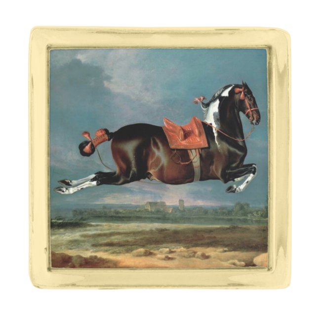 The Piebald Horse "Cehero' Rearing Gold Finish Lapel Pin (Front)