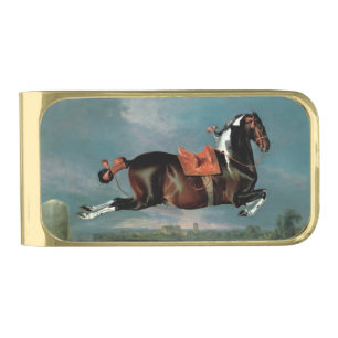 The Piebald Horse "Cehero' Rearing Gold Finish Money Clip