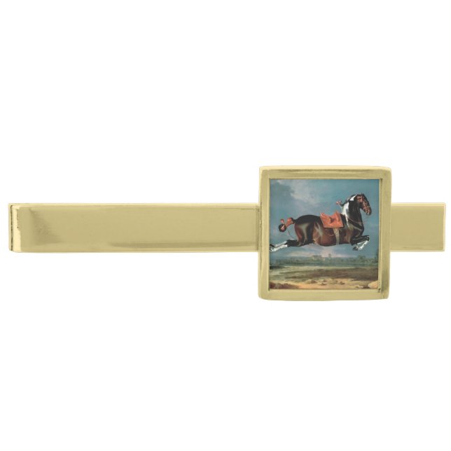 The Piebald Horse "Cehero' Rearing Gold Finish Tie Bar (Front)