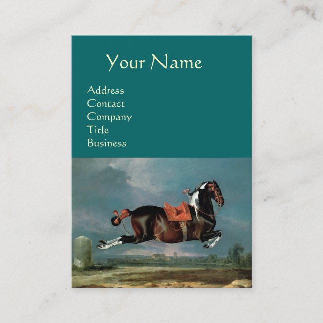 The Piebald Horse "Cehero' Rearing Monogram ,black Business Card (Front)