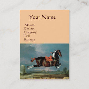 The Piebald Horse "Cehero' Rearing Monogram ,pink Business Card