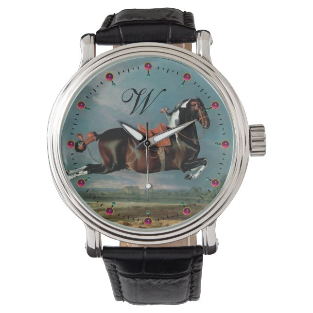 The Piebald Horse "Cehero' Rearing Monogram Watch (Front)