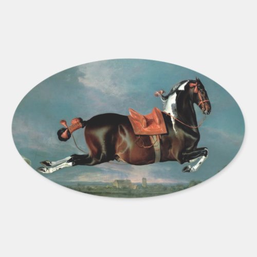 The Piebald Horse Cehero Rearing Oval Sticker