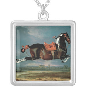The piebald horse 'Cehero' rearing Silver Plated Necklace