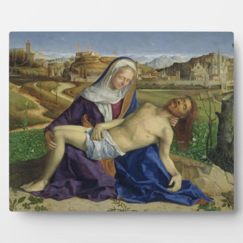 The Pieta c1505 oil on panel post 1996 restor Plaque