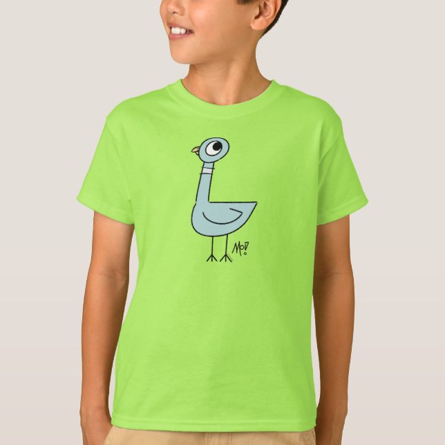 The Pigeon Classic Kids Lime T-Shirt (Front)