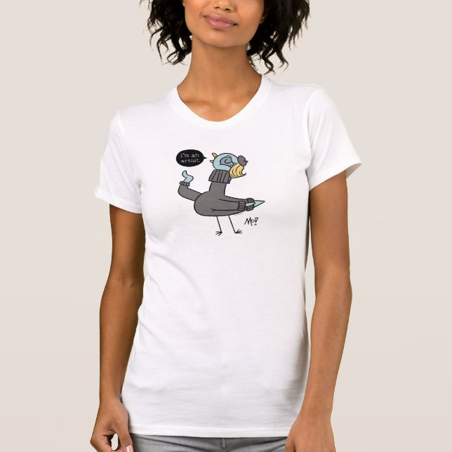 The Pigeon I'm an Artist Women's White T-Shirt  (Front)