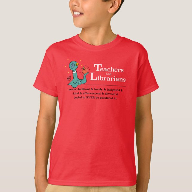 The Pigeon Teachers and Librarians Kids Red T-Shirt (Front)