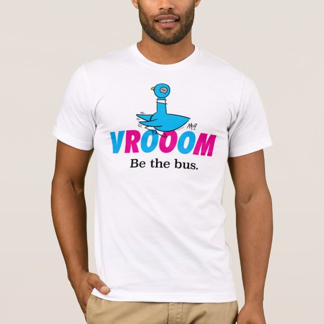 The Pigeon Vroom Men's White T-Shirt (Front)