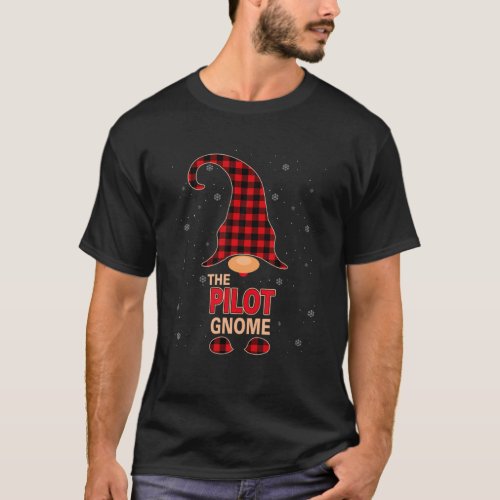 The Pilot Gnome Christmas Red Buffalo Plaid Pajama T_Shirt