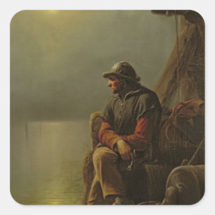 The Pilot Keeps Watch, 1851 Square Sticker