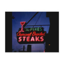 The Pines, Forest Park Il. Vintage Neon Post Card