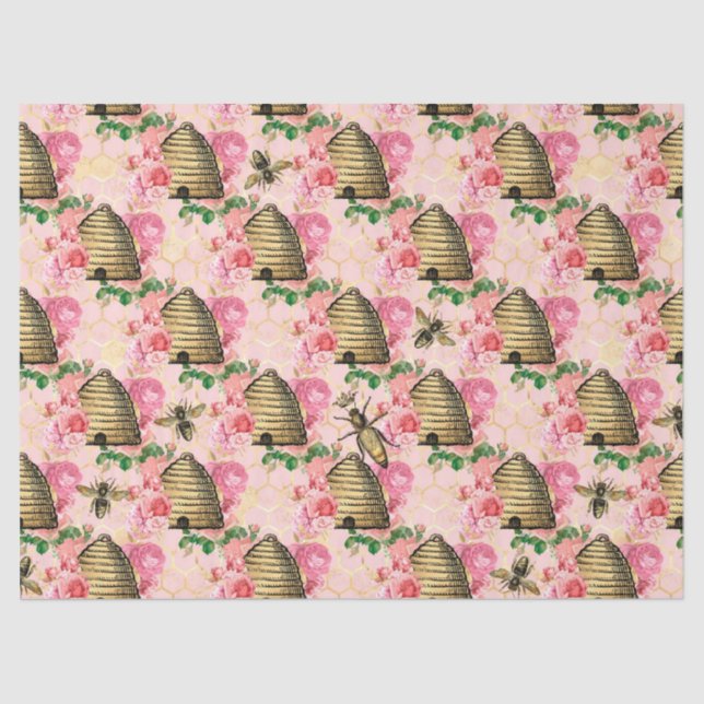 The Pink and Gold Bee Series Design 11 Tissue Paper (Front)