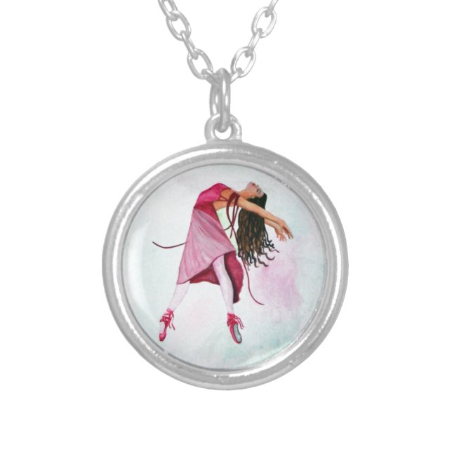 The Pink Ballerina Silver Plated Necklace (Front)