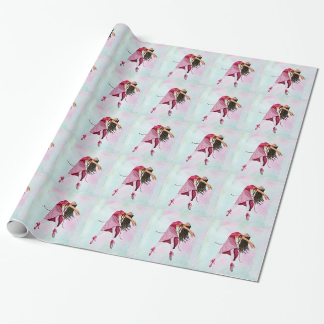 The Pink Ballerina Wrapping Paper (Unrolled)