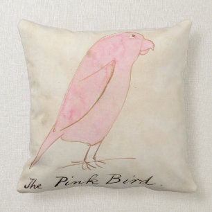 The Pink Bird, from 'Sixteen Drawings of Comic Bir Throw Pillow