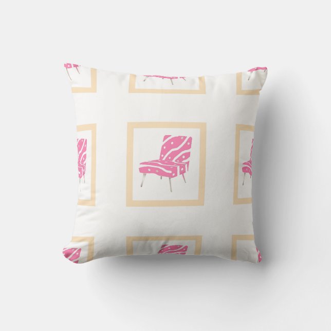 The Pink Chair  Throw Pillow (Front)