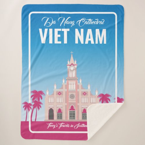 The Pink Church Rooster Cathedral Vietnam Travel Sherpa Blanket