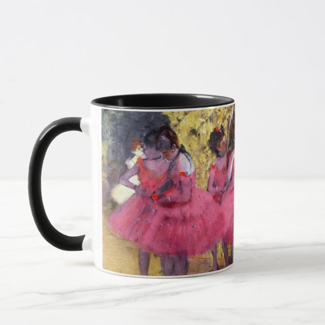 The Pink Dancers, Before the Ballet by Edgar Degas Mug (Left)