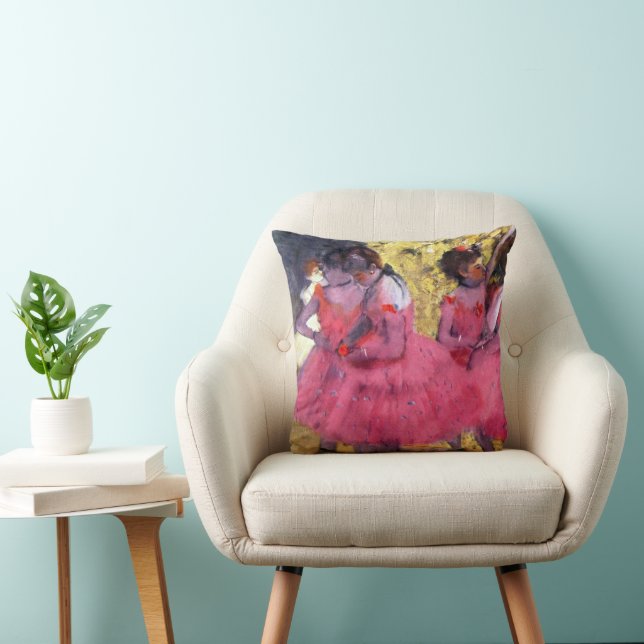 The Pink Dancers, Before the Ballet by Edgar Degas Throw Pillow (Chair)