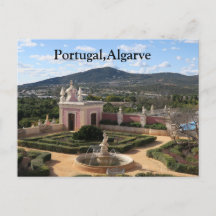 The pink Estoi palace, Portugal, Algarve postcard