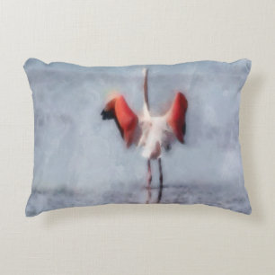 The Pink Flamingo in Watercolor Accent Pillow