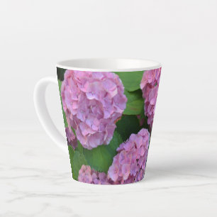 The pink Hortensia hydrangea bush Latte Mug
