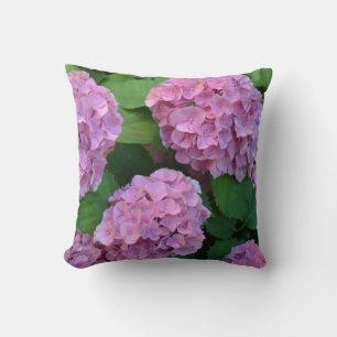 The pink Hortensia hydrangea bush Throw Pillow