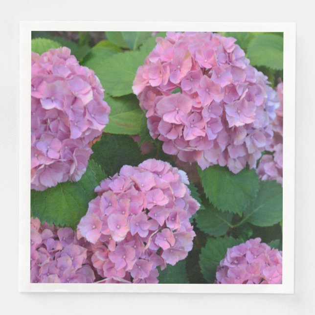 The pink Hortensia hydrangea Party   Paper Dinner Napkins (Front)
