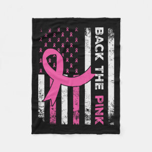 The Pink Ribbon American Flag Breast Cancer Awaren Fleece Blanket