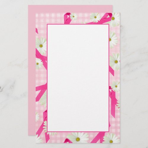 The Pink Ribbon and Daisies Stationery