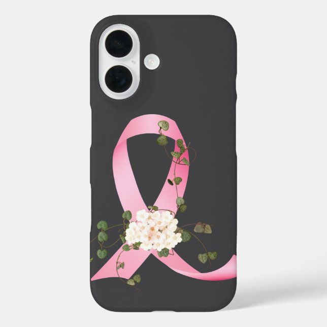 The Pink Ribbon with ivy On Gray Case-Mate iPhone Case (Back)