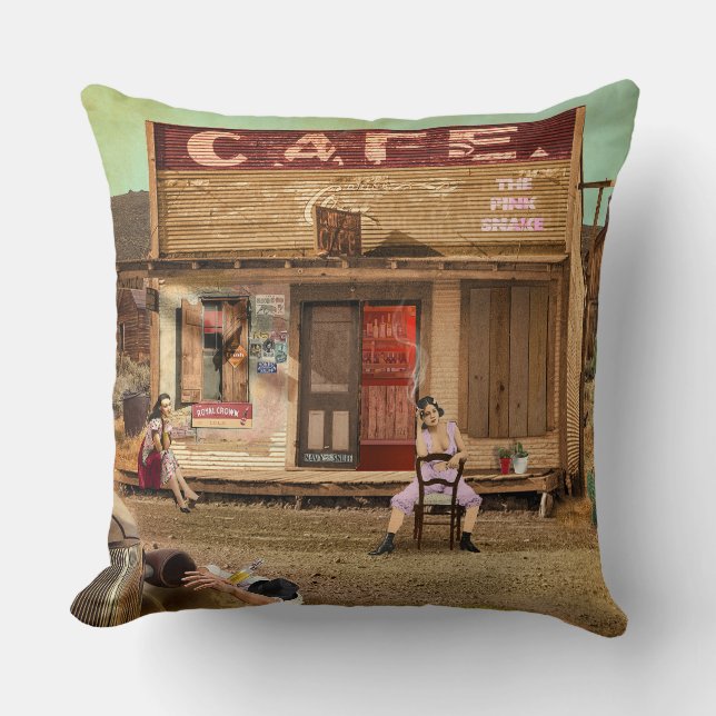 The Pink Snake Throw Pillow (Front)