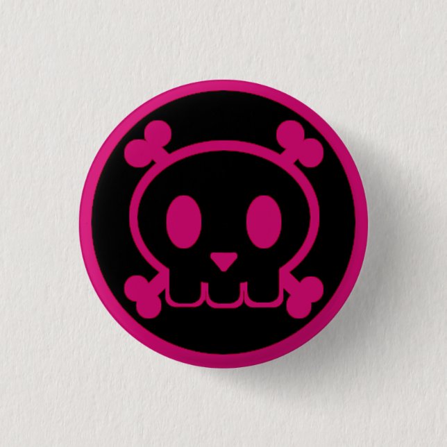 The Pink Twin of Skullbert Pinback Button (Front)