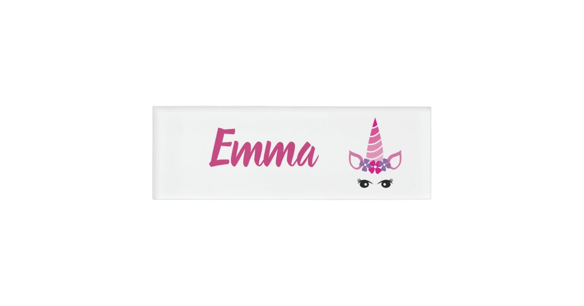 Name Badge & Metal ID Reel - Pink Floral Rainbow Hello My Name is